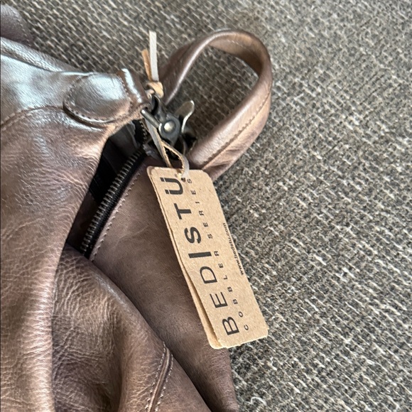 BED|STU Distressed Leather Delta Backpack - Grey Dip Dye - Picture 3 of 4